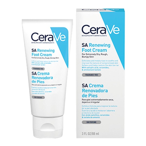 CeraVe SA Crema Renovadora de Pies 88 ml – Exfoliante e Hidratante Intensivo
