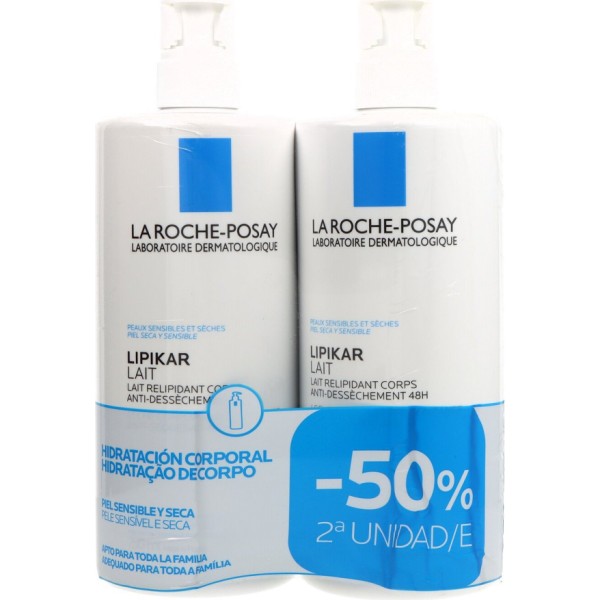 La Roche-Posay Lipikar Lait Loción Corporal Hidratante Antidesecación 48 h – Pack 2 Unidades