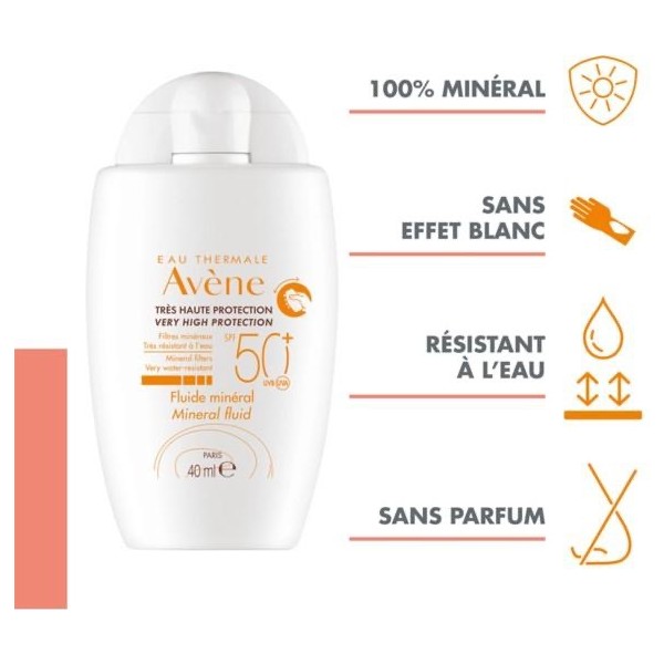 Avène Fluido Mineral SPF50+ Alta Protección Piel Intolerante 40 ml
